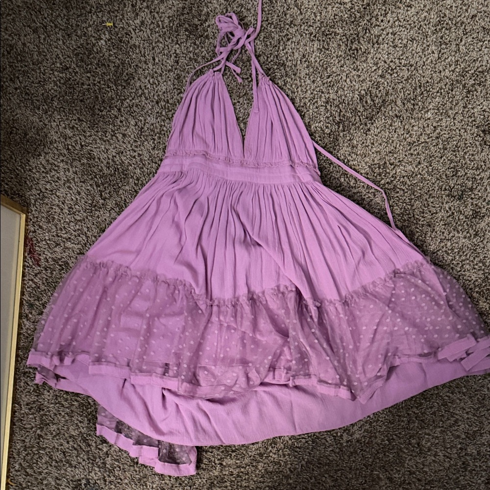 Elegant Lavender Halter Dress